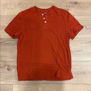 Men's Casual Rust Henley Shirt